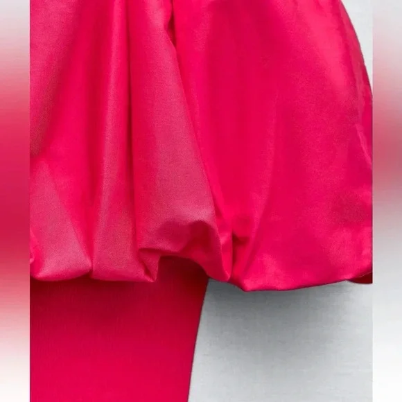 ZARA RASPBERRY OFF SHOULDER PINK MINI DRESS - Picture 9 of 10